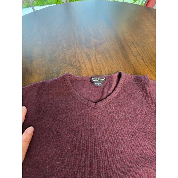 Eddie Bauer Mens Sweater L Tall Plum Purple Pullover Crewneck Long Sleeve Cotton - Picture 5 of 15